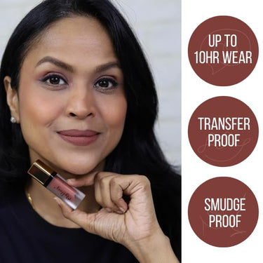 MyHues Comfort Matte Liquid Lipstick Warm Rust Brown (Sehar) - 5ml, Non-Drying Matte Finish | Transferproof Lipstick